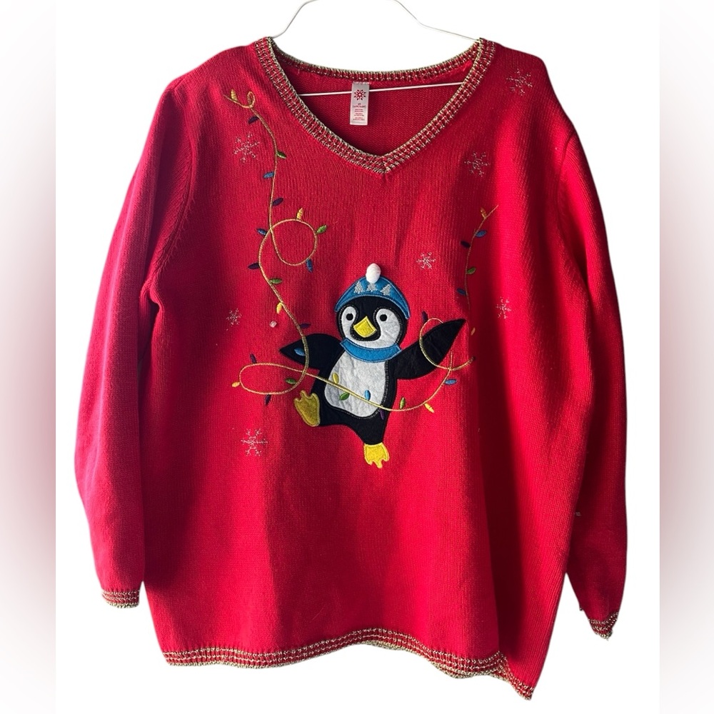 Dancing Penguin Christmas Sweater, 3X 22W/24W